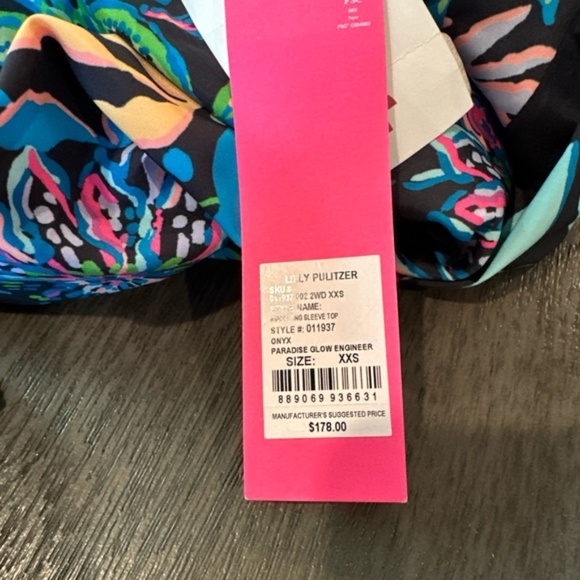 Lilly Pulitzer Imani Long Sleeve Top Blouse Tropic Floral Paradise Glow size XXS - Picture 11 of 15